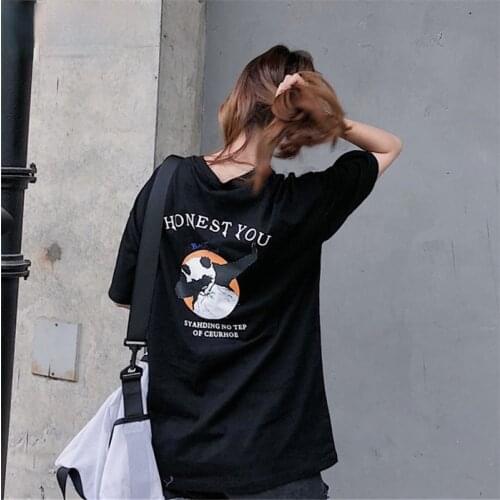 T-shirt Women Short Sleeve T-shirts Hip Hop BF Street Womens Loose Cartoon Anime Students Tee Summer Female Clothes Lovely Tops
