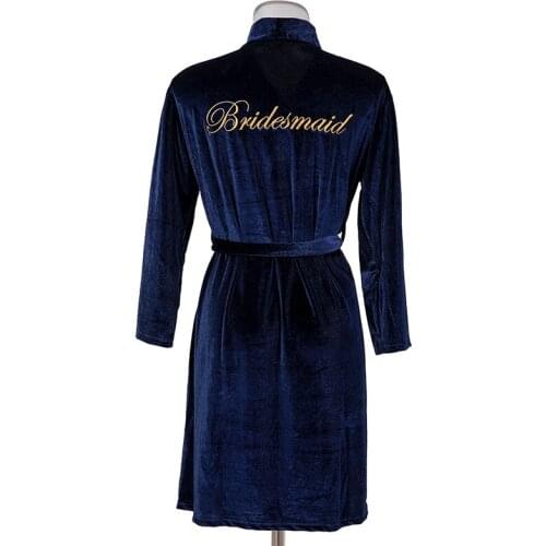 FZSLCYIYI Velvet Embroidery Bride Bridesmaid Wedding Robe Home Clothing Nightwear Kimono Gown Casual Bathrobe Sleepwear Lingerie