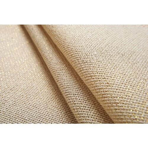 Embroidery fabric linen with gold Aida 14ST 14CT cross stitch canvas cloth cream shiny sparkle gold golden