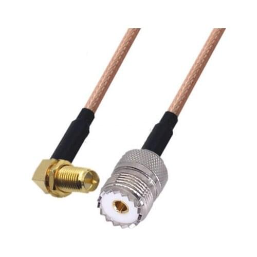 RG142 Cable RP-SMA Female Right Angle to UHF PL259 Female Connector RF Coaxial Jumper Pigtail Cable