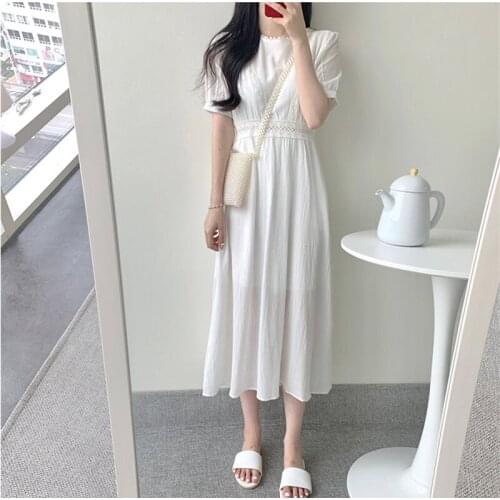 2021 New Summer Shirt Dress Evening White Vintage Dress Party Oversize Short Sleeve Beach Women Dresses Robe Vestido Prom