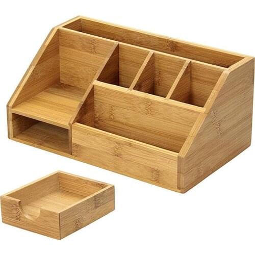 Multifunction Desktop Storage Box Wooden Office Penholder DIY Holder Stationery Pen Organizer Splicing Desk Creative Pencil G3F7