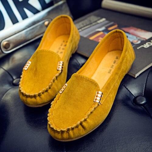 Fashion Summer Suede Leather Flat Shoes Women Korean Driving White Moccasin Flat Jeans Casual Shoes Slip On Yellow Denim Loafers