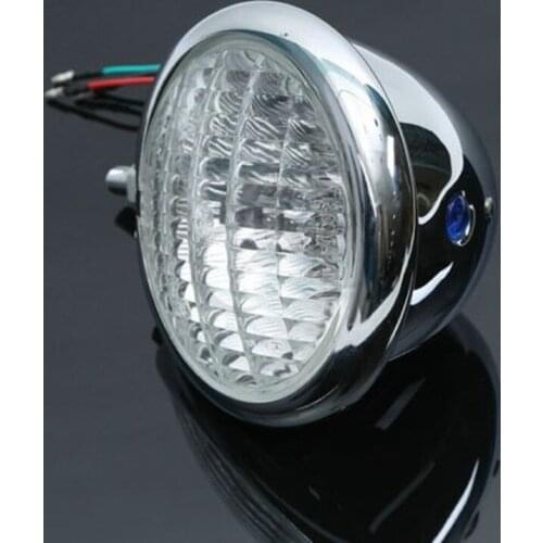 Motorcycle Black/Chrome 4" Metal H4 Mini Custom Headlight For Harley Sportster Curiser Road King