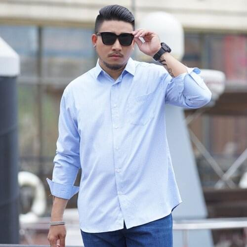 10xl 9xl 8x Mens Clothing 2020 Fashion Male Shirt Long-sleeves Tops Large Lattice Mens Casual Mens Dress Shirts Slim Men Shirt