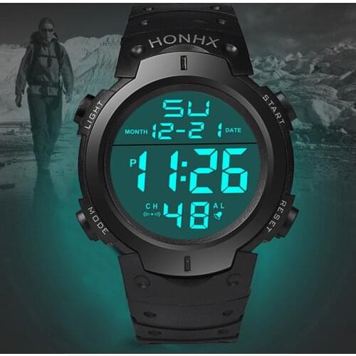 Mens Sport Casual LED Watches Men Digital Clock Multi-Functional Rubber Man Fitness Army Military Electronic Watch Reloj Hombre
