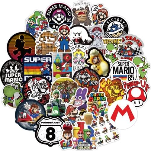 Mario Game Graffiti Stickers Laptop Phone Snowboard Luggage Fridge Cartoon Sticker Decals Waterproof Fun Kid Toy 10/30/50 Pcs