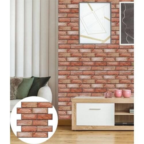1pc 3D Imitation Brick Wall Stickers DIY Removable Self-adhesive Waterproof Wallpaper Living Room Kitchen Decor Art Decor