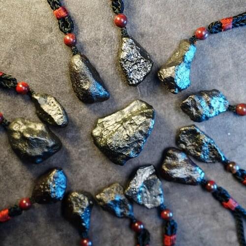 1pcs natural iron silicide meteorite rough cosmic energy sky iron pendant aerolite aerolith falling stone Random Shape about 13g