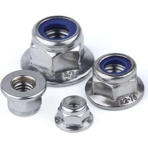 Nylon-Insert Flange Locknuts A2 Stainless Hexagon Hex Nut M3 M4 M5 M6 M8 M10 M12