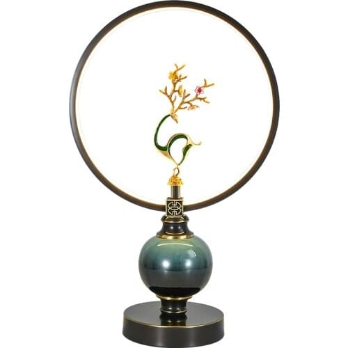 New Chinese Table Lamp Ceramic Decorative Zen Simple Modern Living Room Study Bedroom Bedside Light modern office led table lamp