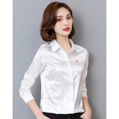 New 2021 Women Blouse Shirt Embroidery Female Blouses Silk Shirts Casual Spring Summer Tops Women Clothing Dudalinas Blusas