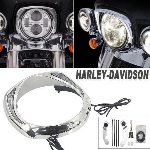 NEW LED Headlight Bezel Motorcycle For Harley Touring Tri Road King Street Electra Glide Low FLHTCU Ultra Limited Low