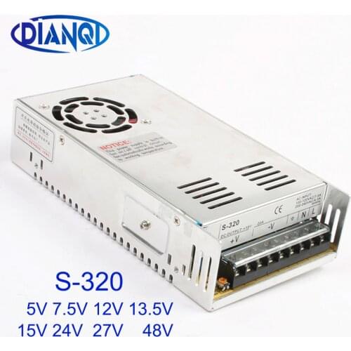 DIANQI S-320w 5V 7.5V 12V 13.5V 24V 27V 48V Switching power supply ac dc transformer converter S-320-24 S-320-15V single outp