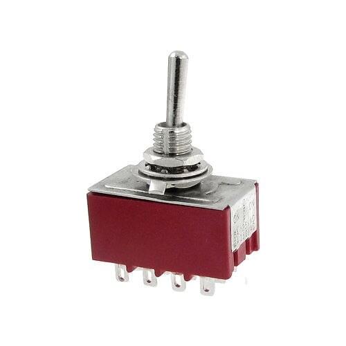 AC 250V 2A 125V 6A ON/OFF/ON 3 Position 4P2T 4PDT 12 Pins Toggle Switch Latching