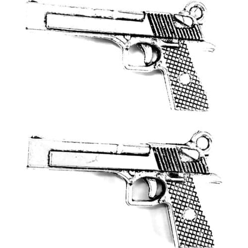 10pcs Pistol charms pendant 45x20mm antique silver ornament accessories jewelry making DIY base material