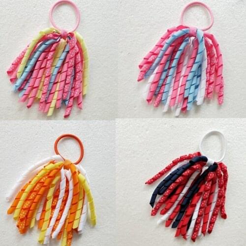 Girl A-Korker Elastic Hairband Ponytail Holders Polka Dot Ribbon Corker Streamers Curlies Loop Hair Bobbles Ties Accessories