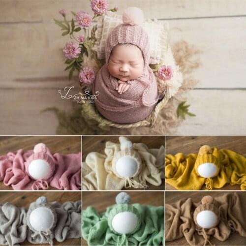 Dvotinst Newborn Photography Props Baby Knit Soft Cute Ball Bonnet Wraps Fotografia Accessorio Studio Shoots Photo Props