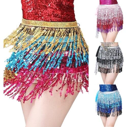 Sequin Hip Tassel Belly Dance Hip Scarf Dancing Dancewear Coins Dancer Decor