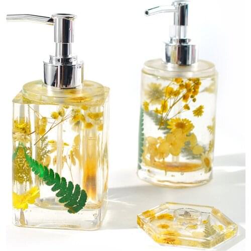 Bottle Silicone Mold Perfume Bottle Resin Mold With 2 Dispenser Pump Shampoo Bath Cream Jar Pen Holder Jewelry Storage Mold