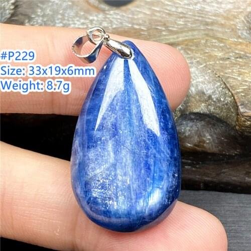 Top Natural Blue Kyanite Pendant Jewelry For Woman Lady Man Crystal 31x17x6mm Beads Cat Eye Effect Silver Water Drop Stone AAAAA