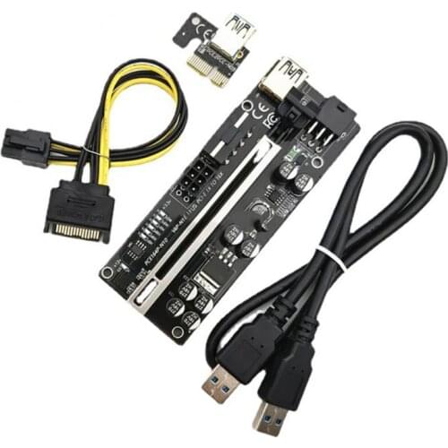 Upgrate VER009 USB 3.0 PCI-E Riser VER 009S Express 1X 4x 8x 16x Extender Riser Adapter Card SATA 15pin To 6 Pin Power Cable