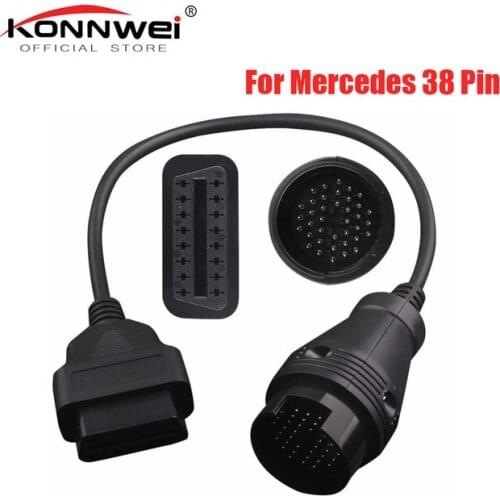 High Quality MB 38 Pin to 16 Pin OBD2 OBD II Diagnostic Adapter For Mercedes 38 Pin OBD 38pin Connector For Benz Free Shipping
