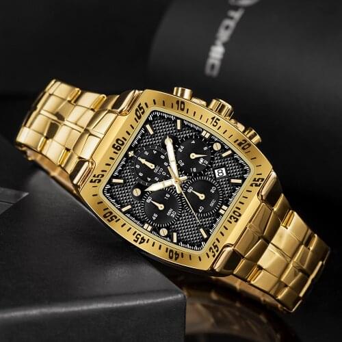 WWOOR 2021 New Square Watch Men Sports Fashion Gold Military Quartz Casual Chronograph Waterproof Wristwatches Relogio Masculino