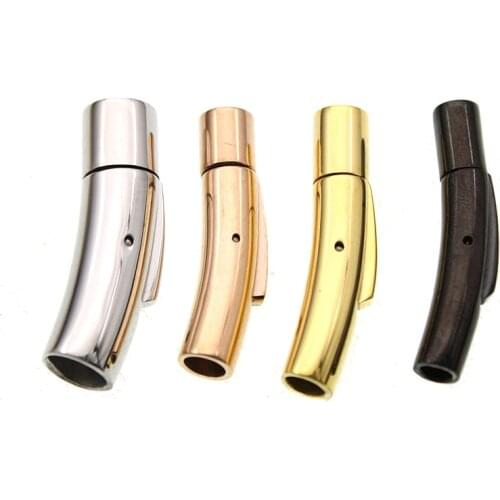 10pcs Stainless Steel End Clasp Hooks Bracelet Connector Tube Bayonet Snap Lock End Caps Clasps fit 2mm 3 4mm 5 6mm Leather Cord