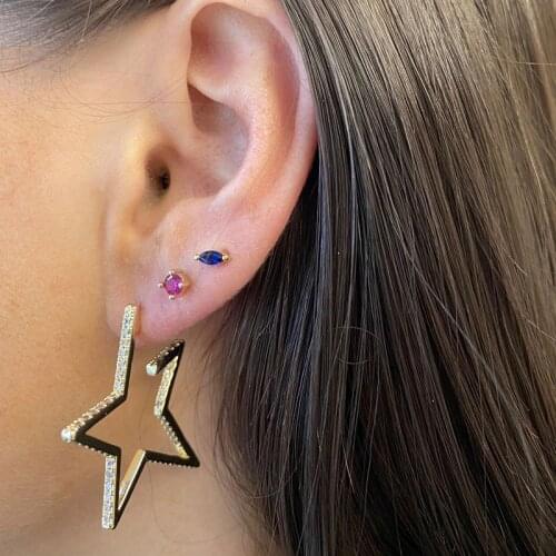 Funmode Fashion New Star Shape Gold Color Cubic Zircon Stud Earrings For Women Jewelry boucle oreille femme FE200