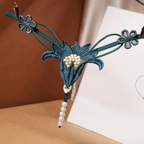 3D Embroidery Women Thongs And G strings Sexy Lace Transparent Underwear Low Waist Briefs With Pearls For Sex Panties