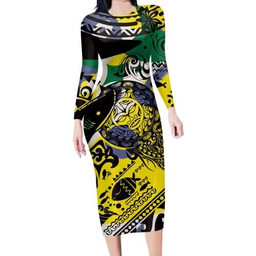 HYCOOL Plus Size Women Summer Sundress Elegant Long Shirt Dress Round Neck Long Sleeve Hawaii Vestido Casual Loose Work Dresses