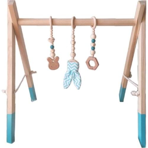 1Set Nordic Cartoon Baby Wooden Rabbit Ear Toys Pendant Gym Fitness Rack Kits