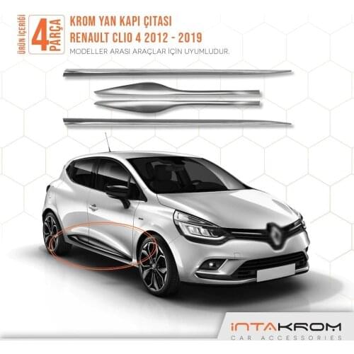 1 suit 4 pcs front left right rear left right door side molding stainless steel chrome Trim Renault Clio 4 2012 Up to 5 DR SW Accessory