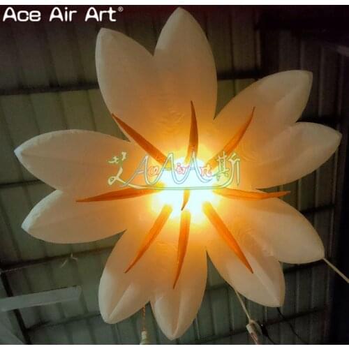1 Lot inflatable flowers with 3w lights,2m diameter with interior blower hanging decoration for party