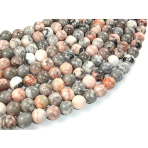 1 Strand 100% Natural Pink Zebra Jaspe r Beads 4MM 6 MM 8MM 10MM 12MM Round Semi Gem Stone Jewelry Loose Beads 15.5"/Strand