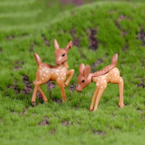 1pc Artificial Mini Deer Fairy Garden Miniatures Gnomes Moss Terrariums Resin Crafts Figurines For Home Decoration