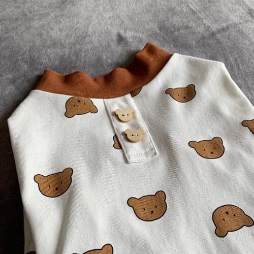 2021 Spring And Summer Dog Clothes Pet Leisure Bear Print Shirt Teddy Chihuahua Corgi Dog Clothes Small And Medium-sized Dogs