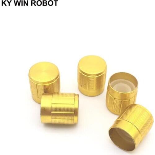 5Pcs 15*17MM Gold Metal 6mm Knurled Shaft Potentiometer Control Knobs
