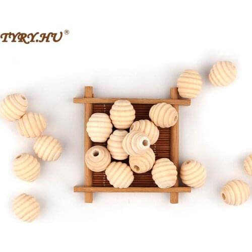 TYRY.HU 50-500pcs DIY Natural Wood Spiral Beads 20*22mm Natural Color Wooden Beads Eco-Friendly Lead-Free Wooden Balls