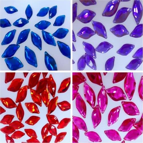 50pcs S shape red/royalblue/purple/rose sew on Acryl crystal Big stone rhinestones15*30mm flatback hand sewing stone