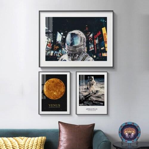 Astronaut Moon Mars Fashion Poster Universe Space Canvas Painting and Prints Wall Art Picture for Living Room Home Decoration