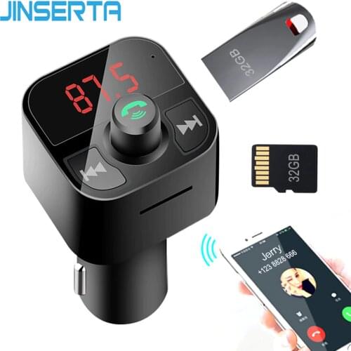 JINSERTA 2019 Car Bluetooth MP3 Player FM Transmitter Hands Free Kit Wireless Bluetooth Audio Adapter TF music Dual USB Charger