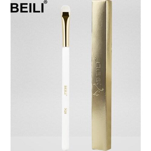 BEILI luxury 1Pcs XGF Goat Hair Precise blending Detailed small shade Single Makeup Brush Pearl White Handle golden ferrule N28
