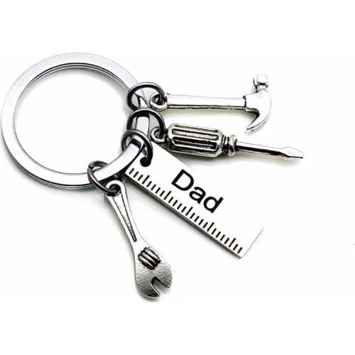 FREE SHIPPING BY DHL 100pcs/lot New Stainless Steel Dad Tools Keychain Grandpa Hammer Screwdriver Keyring Father Day Gifts