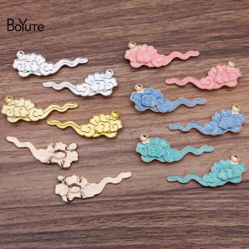 BoYuTe (5 Pairs/Lot) 20*57MM Dripping Oil Clouds Materials with 4 Loops at Back Handmade DIY Alloy Jewelry Accessories