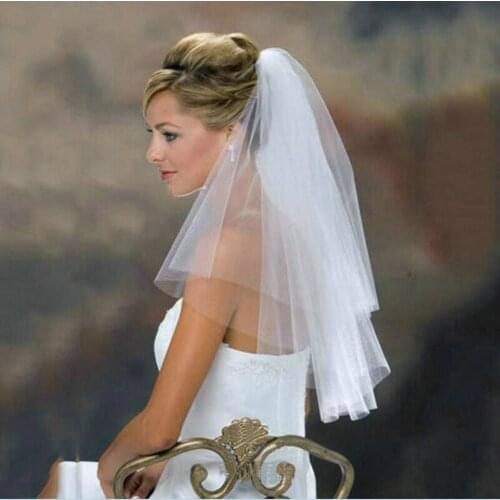Fashion 2019 New Arrival Tulle Lady White Veils Bride Wedding Accessories Cheap Two Layer Sexy Women Ivory Bridal Veil With Comb