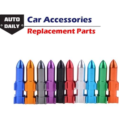 Tire Valve Stems Caps Stylish Car Wheel Long-Rocket Tire Valve Cover Aluminum Universal Decorative Car Accessories 4 Piece