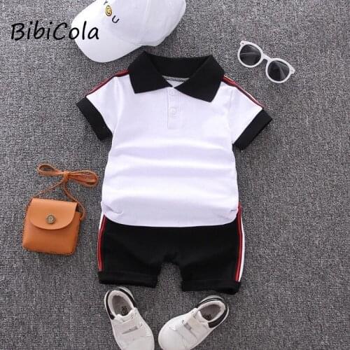 Baby Boy Clothes Sets 2021 Summer Casual Cotton Kid Turn-down Top + Black Shorts Toddler Short Sleeve Golf Sports Outfits
