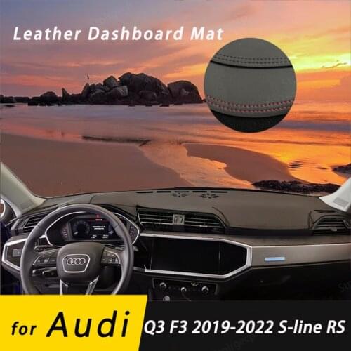 For Audi Q3 F3 2019-2022 S-line RS Leather Anti-Slip Mat Dashboard Cover Pad Sunshade Dashmat Protect Carpet Accessories